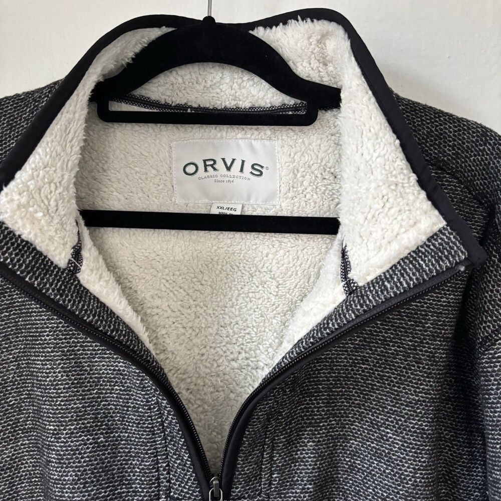 Orvis Classic Collection Mens XXL Sherpa Lined Quarter Zip Sweater Pullover